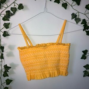 ❌SOLD - Yellow smocked bandeau bikini top!
